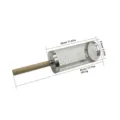 Stainless steel rolling BBQ grill basket with wood handle, cylindrical wire mesh design. - L