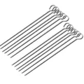 Stainless steel BBQ skewers set of 12, square outdoor metal meat sticks for grilling. - Bent Square Style / Twelve Piece Kit