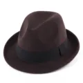 Chapeau fedora classique en feutre de laine marron foncé pour femme, style chic et chaud. - M (56-58cm) / Café