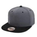 Gray snapback cap with black flat brim, stylish hip-hop hat for men and women daily wear. - Adults / Dark Grey with Black Brim