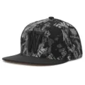 Trendy black hip-hop baseball cap with letter print and 3D embroidered front logo design. - Adjustable / Black & White (W)