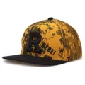 Detailed view of trendy yellow black graffiti snapback hat flat brim hip hop baseball cap. - Adjustable / Yellow (R)