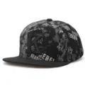 Vue détaillée de la casquette hip-hop noire et blanche tendance avec lettre K et imprimé. - Réglable / K-Noir et blanc
