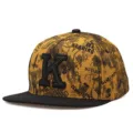 Casquette de baseball plate hip-hop streetwear avec imprimé graffiti jaune et logo lettre K. - Réglable / K-Jaune