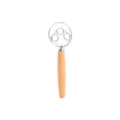 Professional stainless steel Danish dough whisk with wooden handle for baking and cooking. - Triple Loop / Short Style