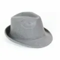 Classic grey wool felt fedora hat, vintage short brim jazz hat for autumn and winter. - Gray