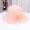 Chapeau de soleil en dentelle rose femme ete respirant voyage protection solaire detail vue - M (56-58cm) / Rose