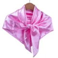 Pink satin silk square scarf, smooth texture elegant neckerchief for women daily wear accessory. - Magenta