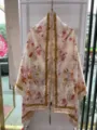 Chinese style floral print long silk scarf elegant vintage shawl versatile fashion accessory - Style 13