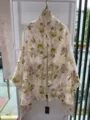 Chinese style Gambiered Guangdong Silk long scarf, elegant floral print, versatile shawl. - Style 14