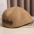 Casquette plate filet printemps été femme béret élégant respirant avec chaîne métallique - Taille Unique (Réglable) / Kaki