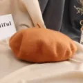 Beret en laine pour femme automne hiver confortable couleur unie chapeau de peintre vintage - M (56-58cm) / Jaune Orangé