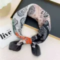 Retro paisley bandana linen neckerchief hip hop unisex stylish square scarf for daily wear - Orange Small Paisley