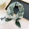 Retro cotton linen paisley bandana square scarf headscarf for women and men styling accessory - Green Color Block Paisley