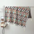 Bohemian geometric knitted throw blanket sofa cover with fringe tassel home decor. - Cloud Step Star / Light Blue