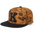 Gorra de béisbol de ala plana hip hop con estampado de letra K, sombrero snapback moderno unisex. - Ajustable / Gorra amarilla de visera plana - Letra K