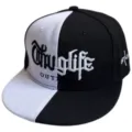 Gorra snapback hip hop negra y blanca con bordado genial en la parte delantera para estilo diario. - Ajustable / Negro y blanco [visera plana OUTLAW]