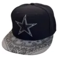 Gorra snapback negra con estrella bordada y visera paisley gris estilo urbano hip hop. - Ajustable / Estrella de cinco puntas 3D - negro con visera gris