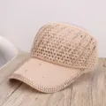 Sombrero visera stras calado beige, gorra moda aire libre verano transpirable. - 55-59 (Ajustable) / Caqui