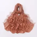 Chiffon hijab scarf with delicate eyelash lace trim, lightweight, breathable and elegant. - Coral