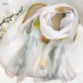 Floral print chiffon silk scarf for women, elegant summer sun protection beach shawl and wrap. - RY-13
