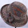 Women autumn winter tweed bucket hat warm woolen casual grandma basin hat for mother - Adjustable / Tweed (2140) / Khaki