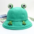 Cute green frog bucket hat for women spring summer Japanese style sun protection fisherman hat - M (56-58cm) / Green