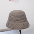 Gorro de Punto Marrón de Invierno Cálido Crochet Fisherman Hat Casual Variante Mujer - M (56-58cm) / Café Claro