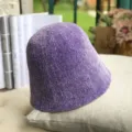 Chapeau bob en chenille violette pour femme, chapeau de pêcheur moelleux d'hiver, bonnet. - M (56-58cm) / Chapeau bob chenille à petit bord violet clair FM-98