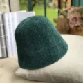 Chapeau bob en tricot vert foncé pour femme, automne hiver chapeau cloche décontracté chaud - M (56-58cm) / Chapeau bob chenille à petit bord vert foncé FM-98