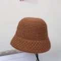 Cappello da peschereccio in maglia marrone donna autunno inverno caldo retro crochet - M（56-58cm） / Colore caramello