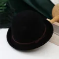 Sombrero de campana de punto negro con cinta de lazo marrón, elegante sombrero de sol. - Ajustable / Sombrero de chenilla con borde enrollado negro para otoño e invierno