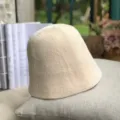 Chapeau Bob en Tricot Beige Casual Automne Hiver Couleurunie Chapeau Pecheur - M (56-58cm) / Chapeau bob chenille à petit bord blanc cassé FM-98