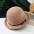 Sombrero de punto para mujer moda casual cubo sombrero elegante lazo ala sombrero sol - Ajustable / Sombrero de chenilla con borde enrollado caqui oscuro para otoño e invierno