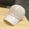 Women White Daisy Embroidery Lace Baseball Cap Sweet Breathable Casual Sun Visor Hat - Adjustable 56-59cm / Light Pink