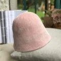 Pink velvet bucket hat, Japanese style dome fisherman hat for women autumn and winter casual. - M (56-58cm) / Chenille Small Brim Bucket Hat Pink FM-98