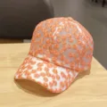 Women cute daisy embroidered lace baseball cap spring summer breathable sun visor hat - Orange