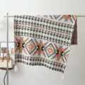 Bohemian knitted throw blanket, cozy sofa cover with fringe, all-season geometric pattern. - Fair Isle Snowflake / Multicolor