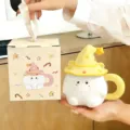 Taza de café de cerámica con sombrero de mago y caja de regalo, taza bonita y creativa. - 400ml / Taza Duende (Sombrero Amarillo) / Amarillo