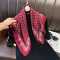 Retro geometric print silk square scarf, elegant neckerchief and stylish sun protection shawl. - RY-50