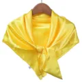 Elegant yellow satin square scarf for women, smooth silk feel headscarf and classy neckerchief. - Yellow