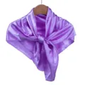 Purple satin square scarf for women, elegant silk feel hair scarf and neckerchief shawl. - Dark Violet
