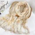 Dames bloemenprint gekreukte chiffon sjaal lichtgewicht elegant zomer strand zonnebrand doek. - RY-02