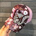 Casquette de baseball strass paillettes fleurs mesh chapeau de soleil femme ete chic - Motif Renard / Renard-Rose