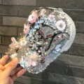 Casquette de baseball scintillante à sequins et strass avec joli motif animal et fleurs. - Motif Renard / Renard - Argent