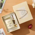 Ceramic cat coffee mug set with lid and gold spoon in a gift box, cute office drinkware. - With Lid Spoon Large Gift Box / Milk Yellow