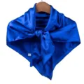Solid color royal blue satin silk square scarf 90cm women elegant neckerchief shawl wrap - Sapphire Blue