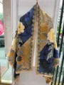 Detail view of a Chinese style floral print silk scarf, elegant shawl and scarf design. - Style-19
