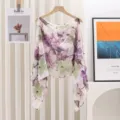 Summer floral print lightweight cape shawl casual breezy vacation cover up chic cardigan - Style 4