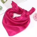 Solid color silk scarf women thin small square neckerchief versatile summer sun protection - Rose Red